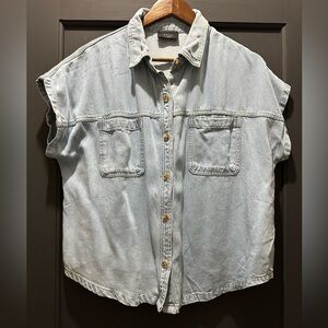 Vici Light Blue Denim Button-Up Top